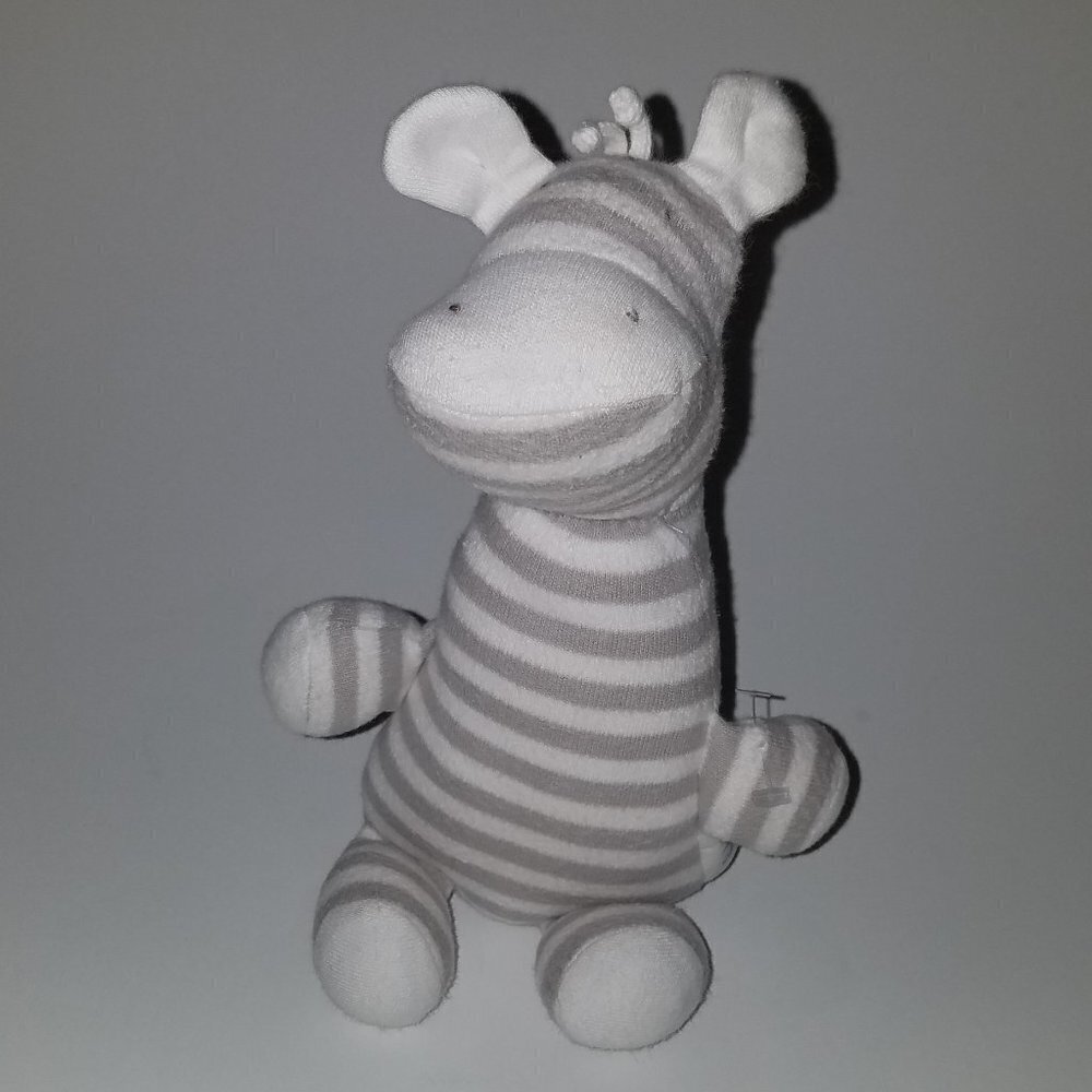 Under the Nile Zebra Plush Gray White Striped Baby Lovey 7" Organic Cotton Egypt